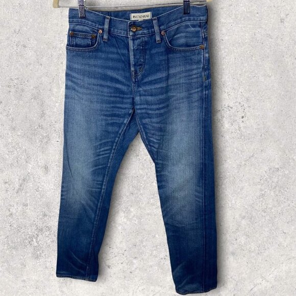 Madewell Rivet & Thread Straight Leg Premium Denim Jeans Size 24 Button Fly Jean - Picture 1 of 13